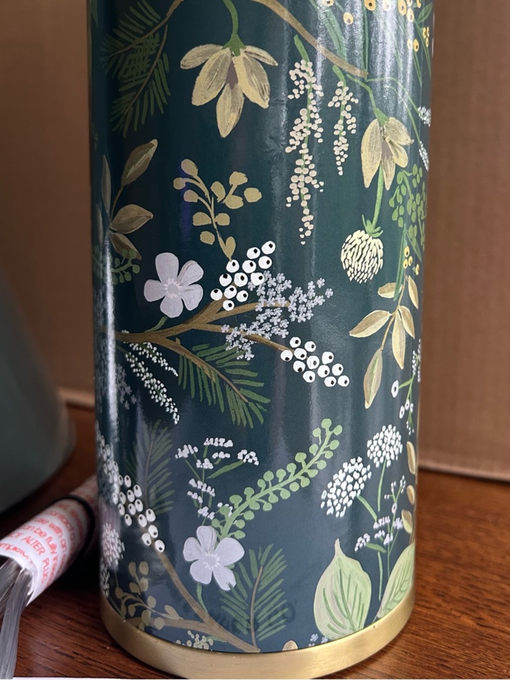 Rifle Paper Co. x Target Floral Lamp w/ Empire Velvet Shade, Juniper Forest NWT - Picture 7 of 8